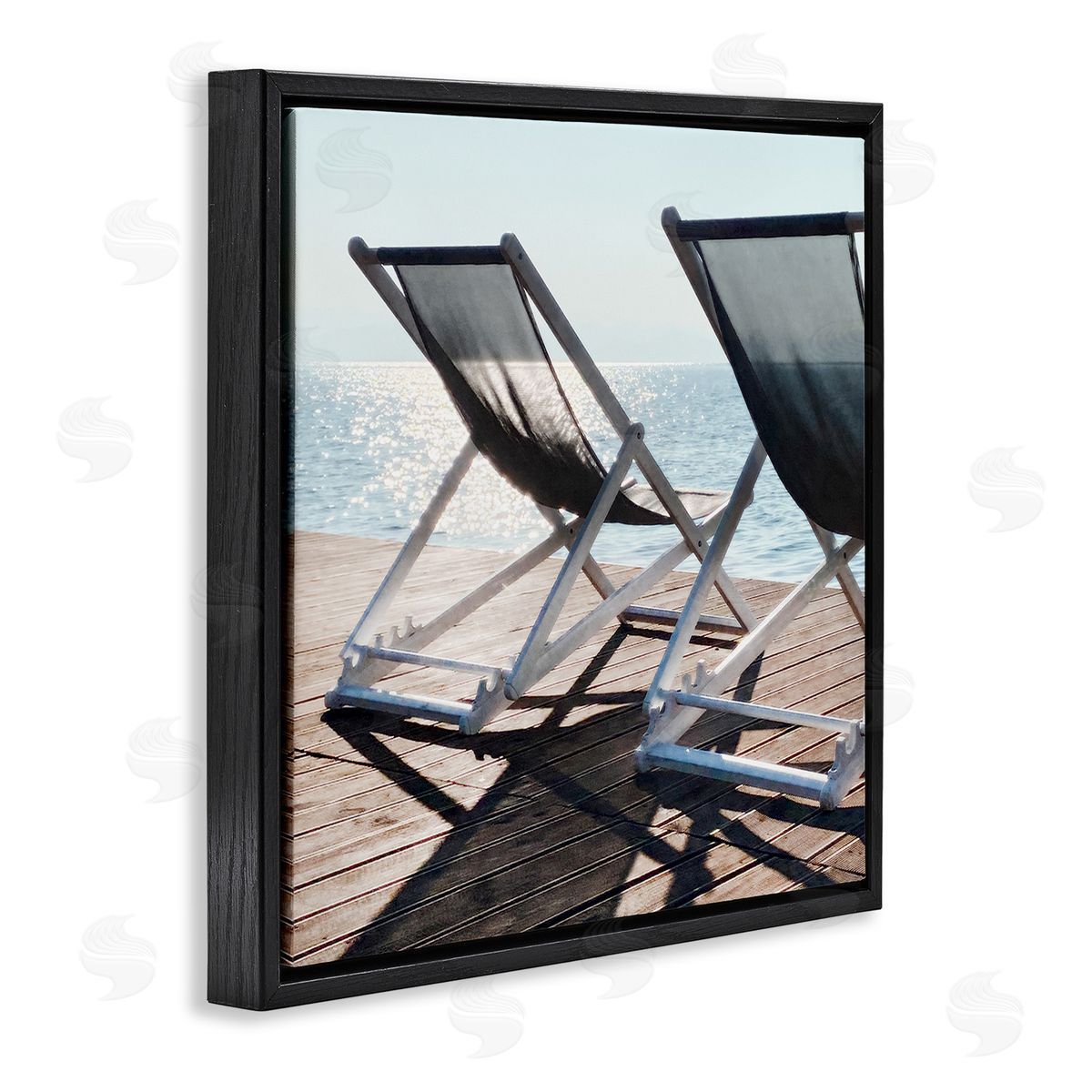 Beach Shadow Reach Black Floating Frame Canvas Wall Art, Home Decor by Noah Bay