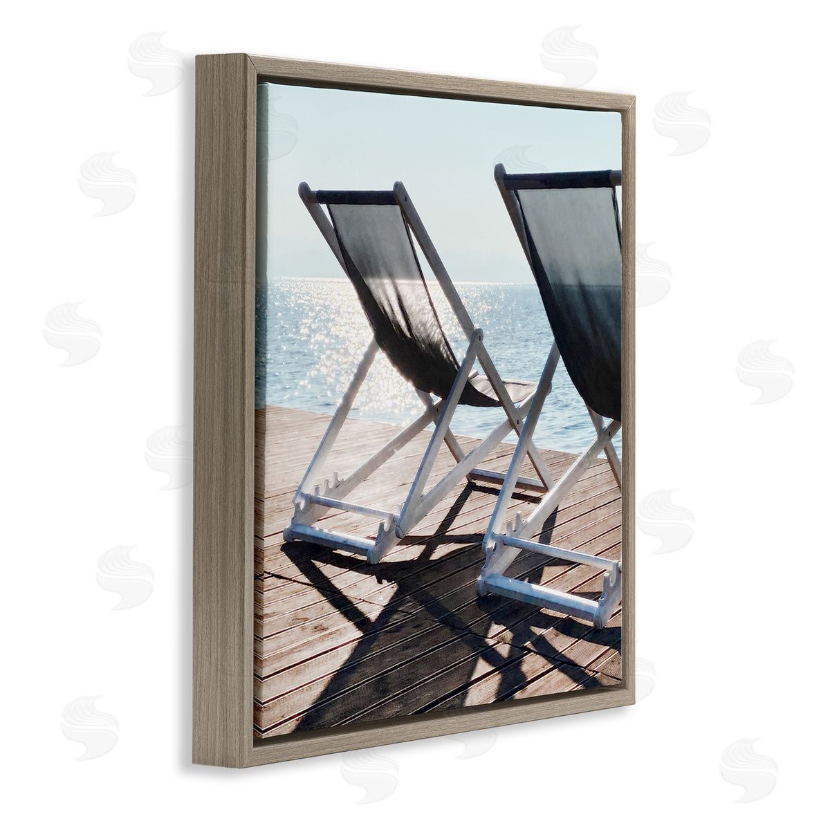 Beach Shadow Reach Brown Floating Frame Canvas Wall Art, Home Decor by Noah Bay