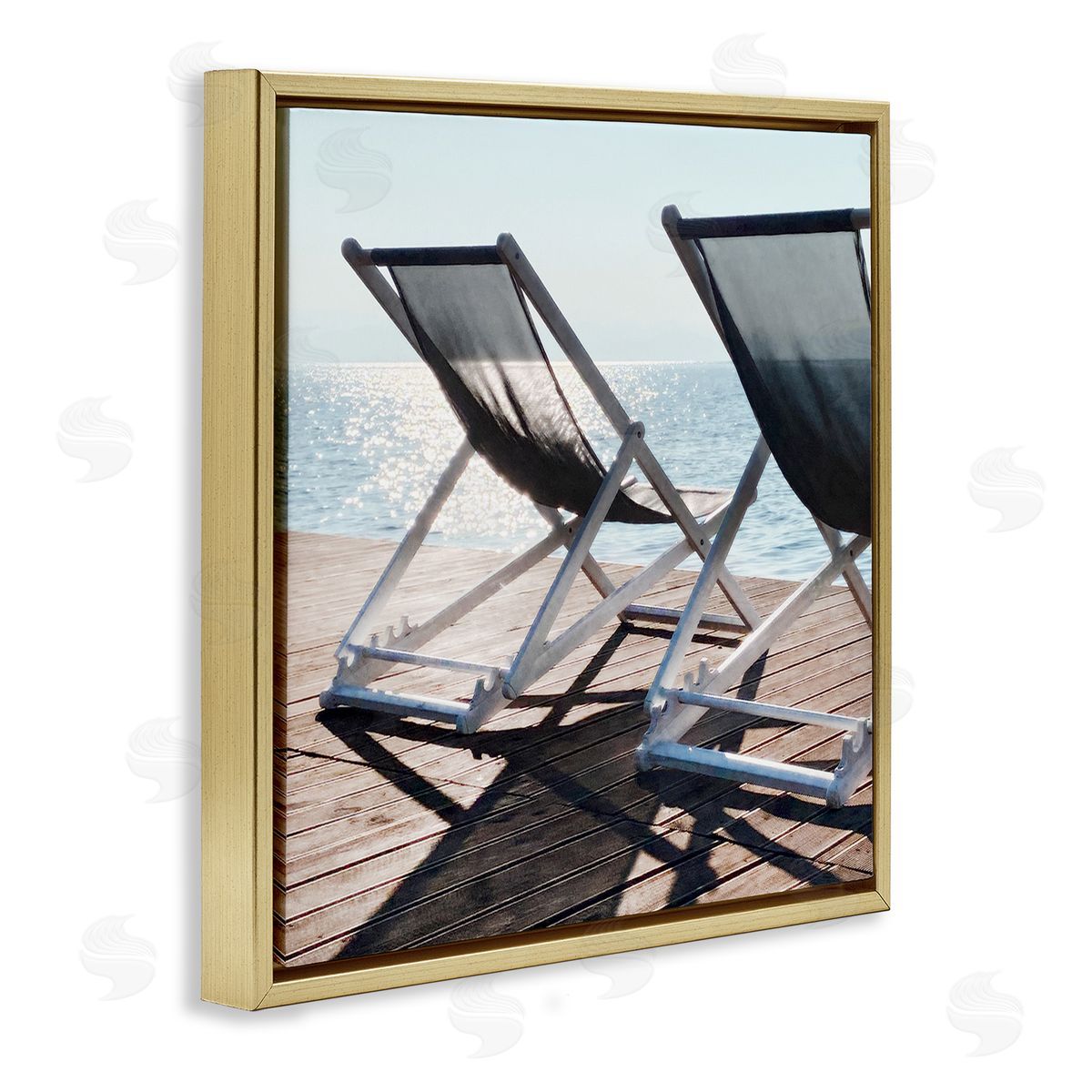 Beach Shadow Reach Gold Floating Frame Canvas Wall Art, Home Decor by Noah Bay