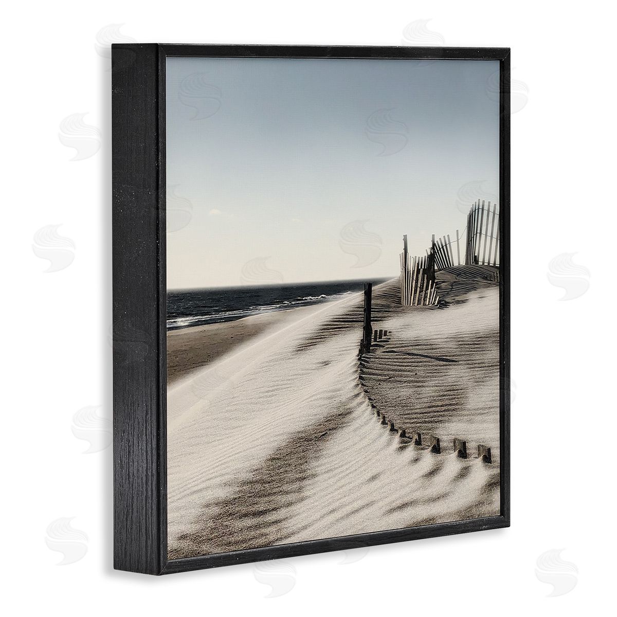 Rippled Beach Fence Black Frame Print Wall Art, Home Decor by Noah Bay
