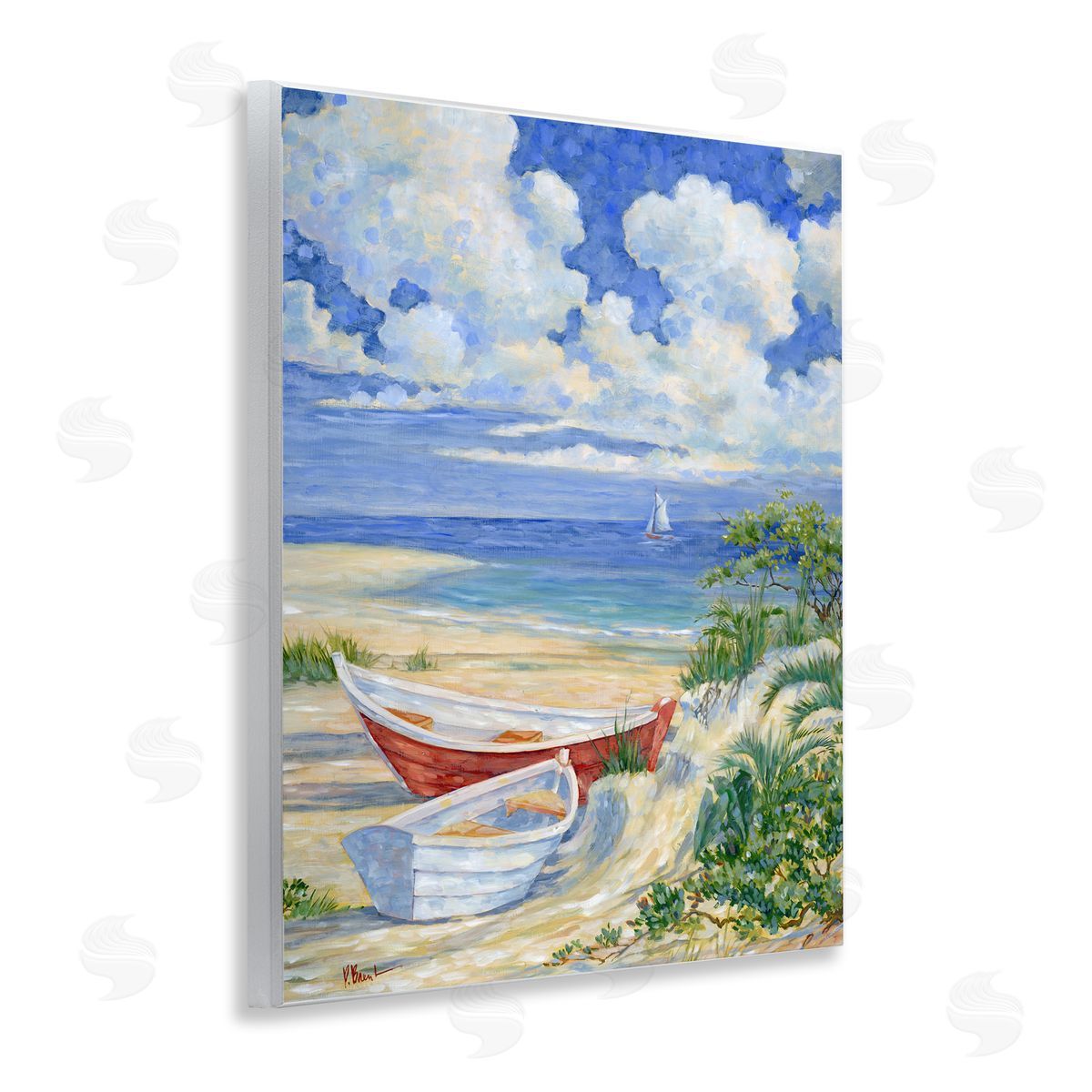 Two Boats on Sand Wood Plaque Wall Art, Home Decor by Paul Brent