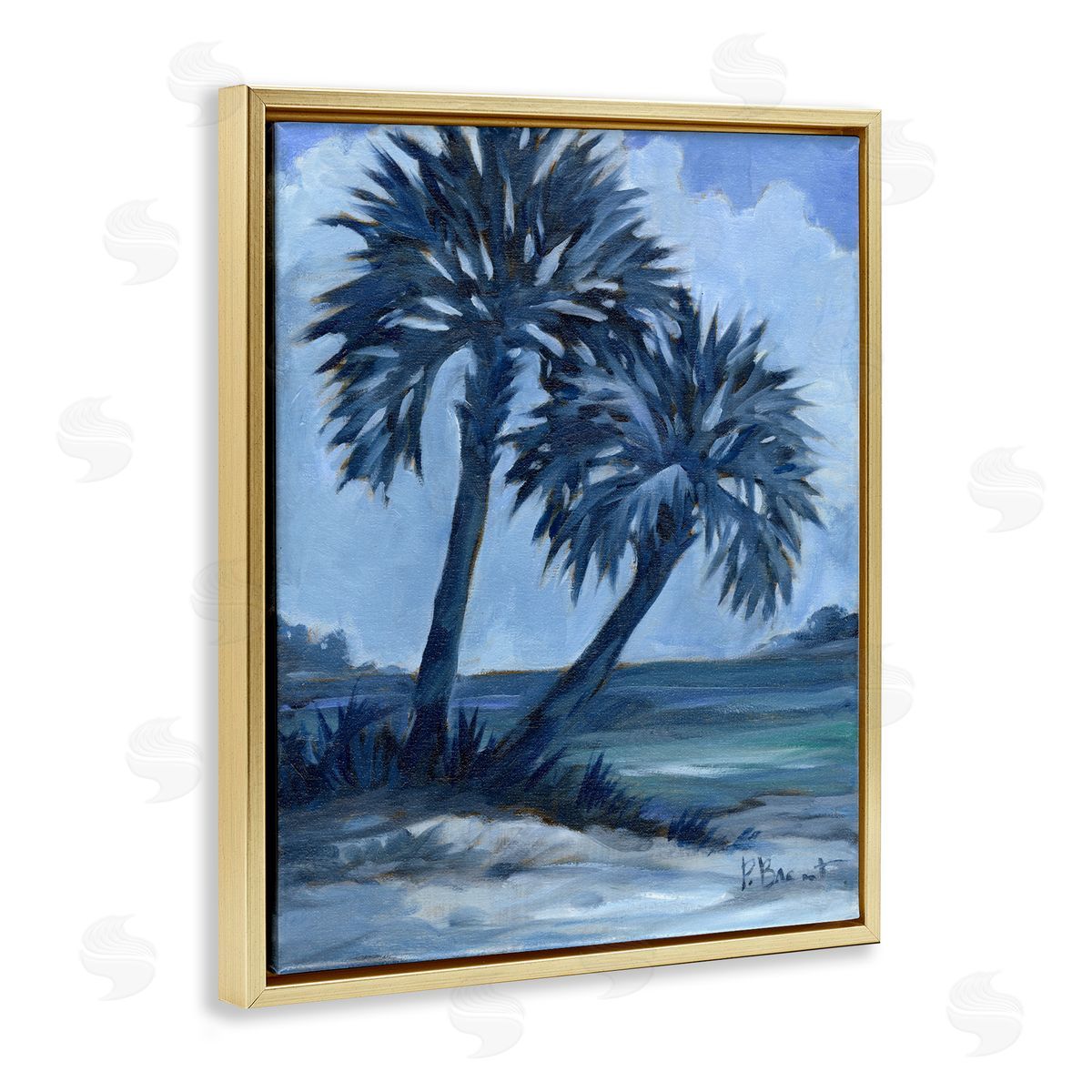 Paul Brent Impressions Of Palms Gold Floating Frame Canvas Wall Art Print