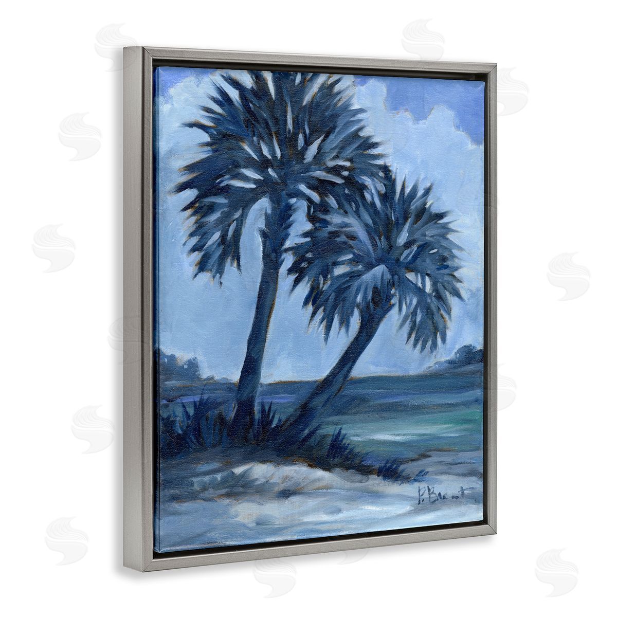 Paul Brent Impressions Of Palms Gray Floating Frame Canvas Wall Art Print