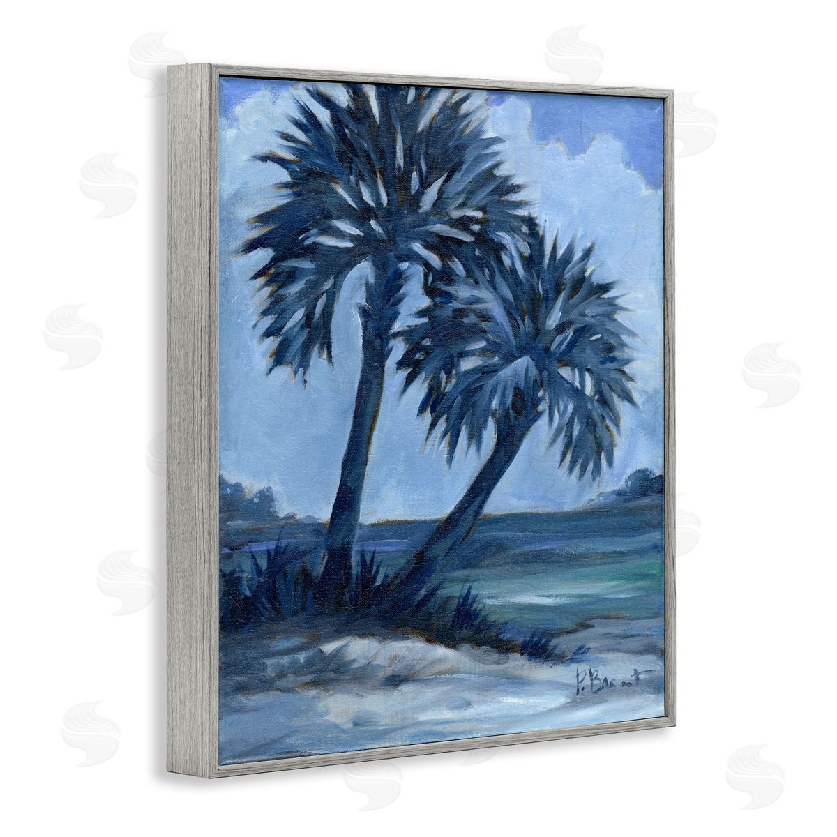 Paul Brent Impressions Of Palms Gray Framed Giclee Wall Art Print