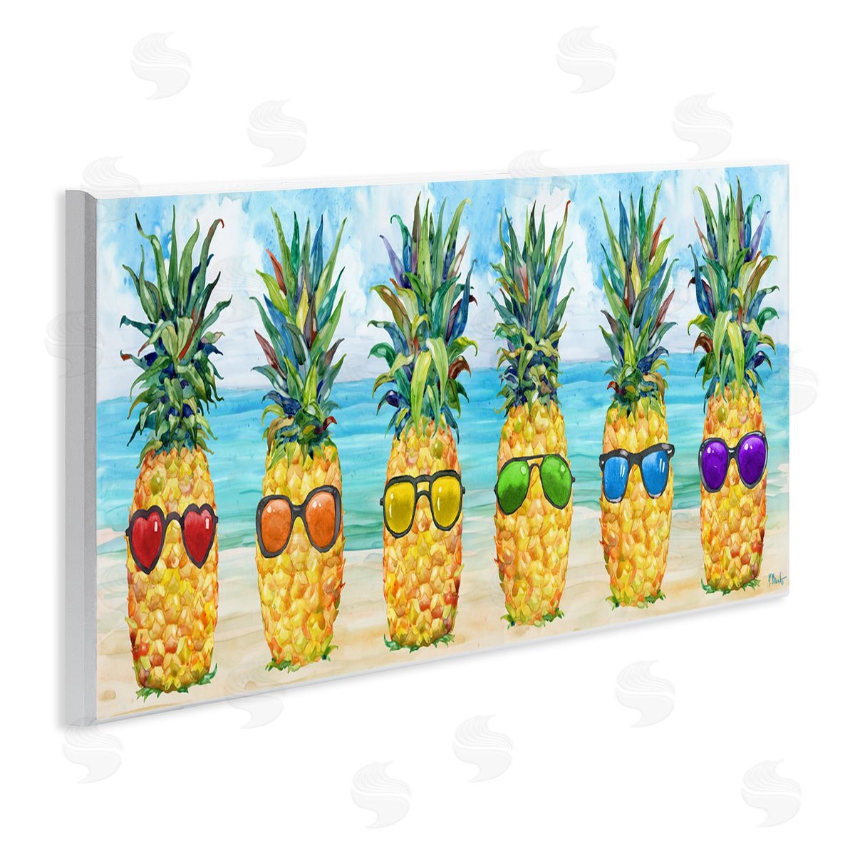 Rainbow Beach Pineapples Wood Plaque Wall Art, Home Decor by Paul Brent