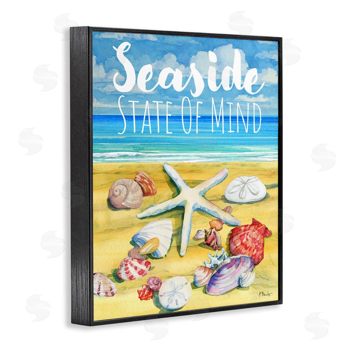 Seaside Sandy Shells Black Frame Print Wall Art, Home Decor by Paul Brent