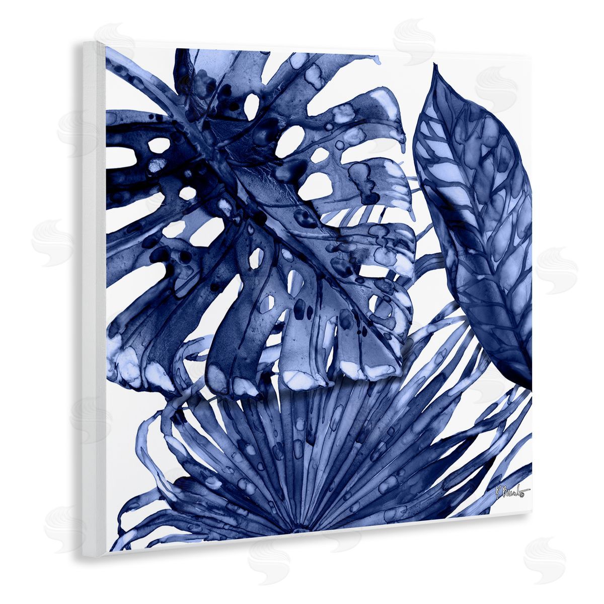 Blue Hued Palms Wood Plaque Wall Art, Home Decor by Paul Brent