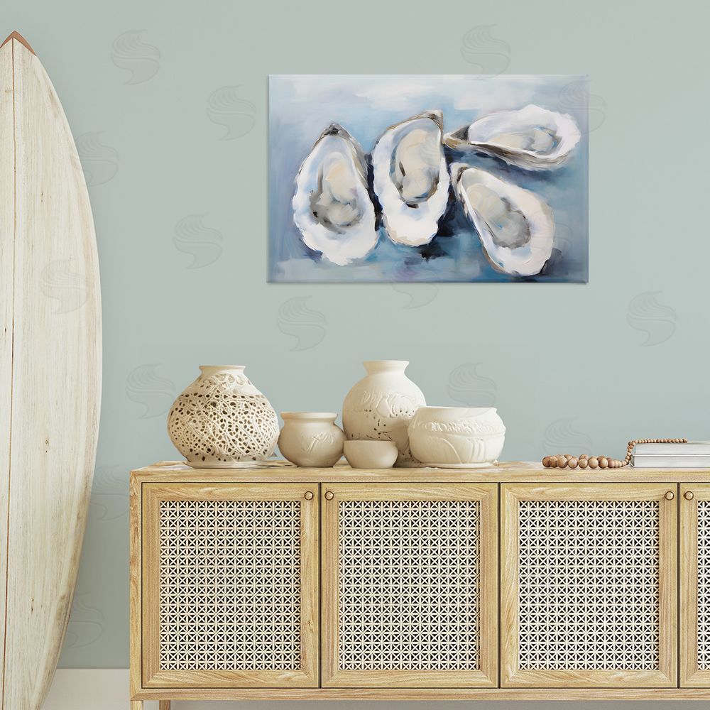 Petal Prints Design Four Oysters Impression Canvas Wall Art Print in Room