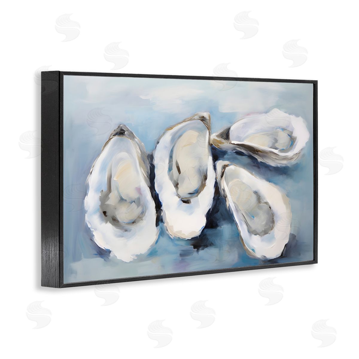 Petal Prints Design Four Oysters Impression Black Framed Giclee Wall Art Print