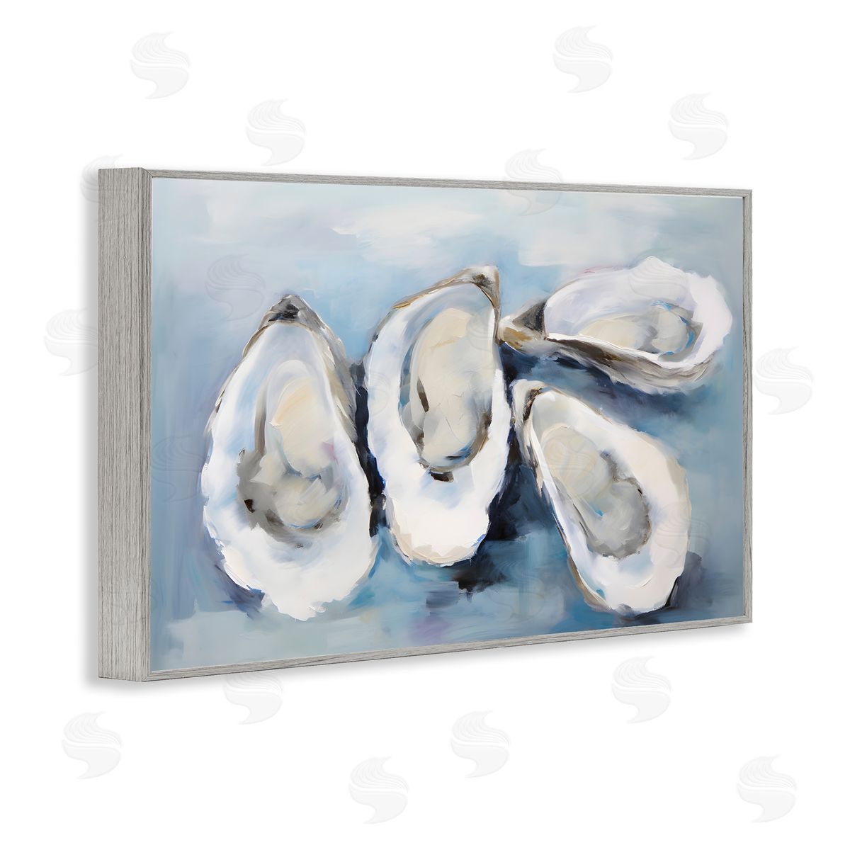 Petal Prints Design Four Oysters Impression Gray Framed Giclee Wall Art Print