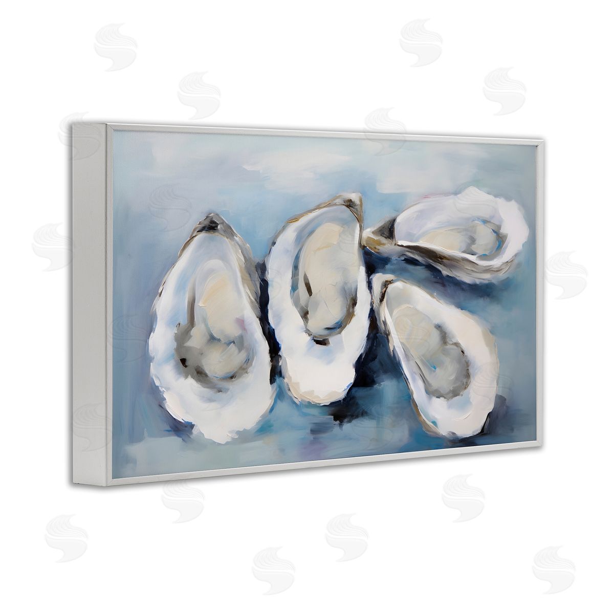 Petal Prints Design Four Oysters Impression White Framed Giclee Wall Art Print