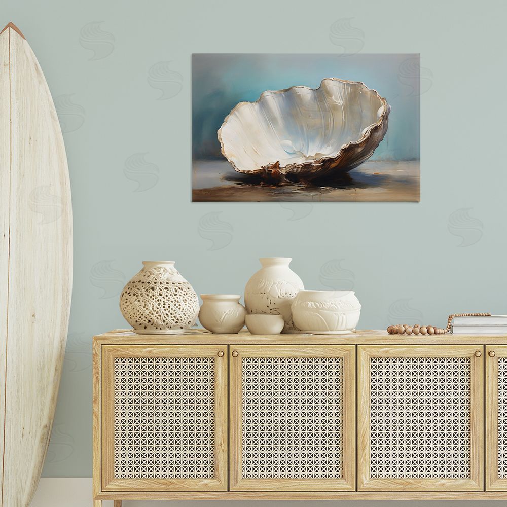 Petal Prints Design Neutral Shell Still Life Canvas Wall Art Print in Room