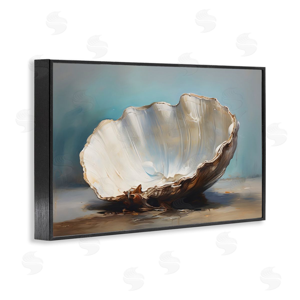 Petal Prints Design Neutral Shell Still Life Black Framed Giclee Wall Art Print