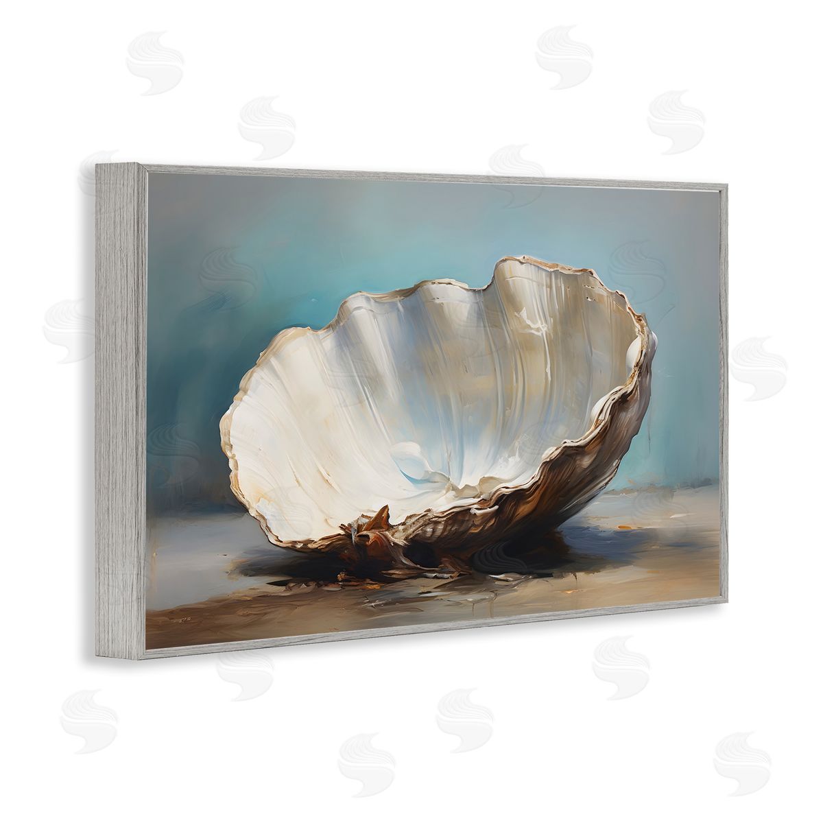 Petal Prints Design Neutral Shell Still Life Gray Framed Giclee Wall Art Print