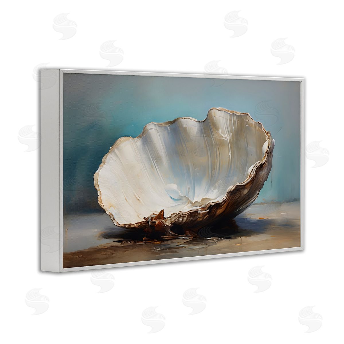 Petal Prints Design Neutral Shell Still Life White Framed Giclee Wall Art Print