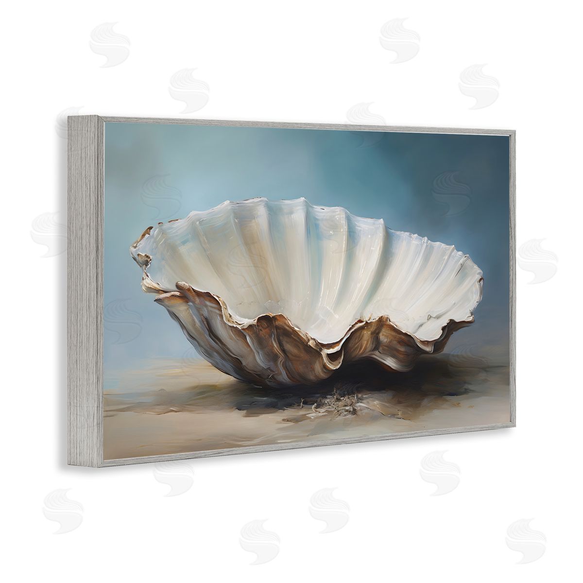 Petal Prints Design Neutral Beach Seashell Gray Framed Giclee Wall Art Print