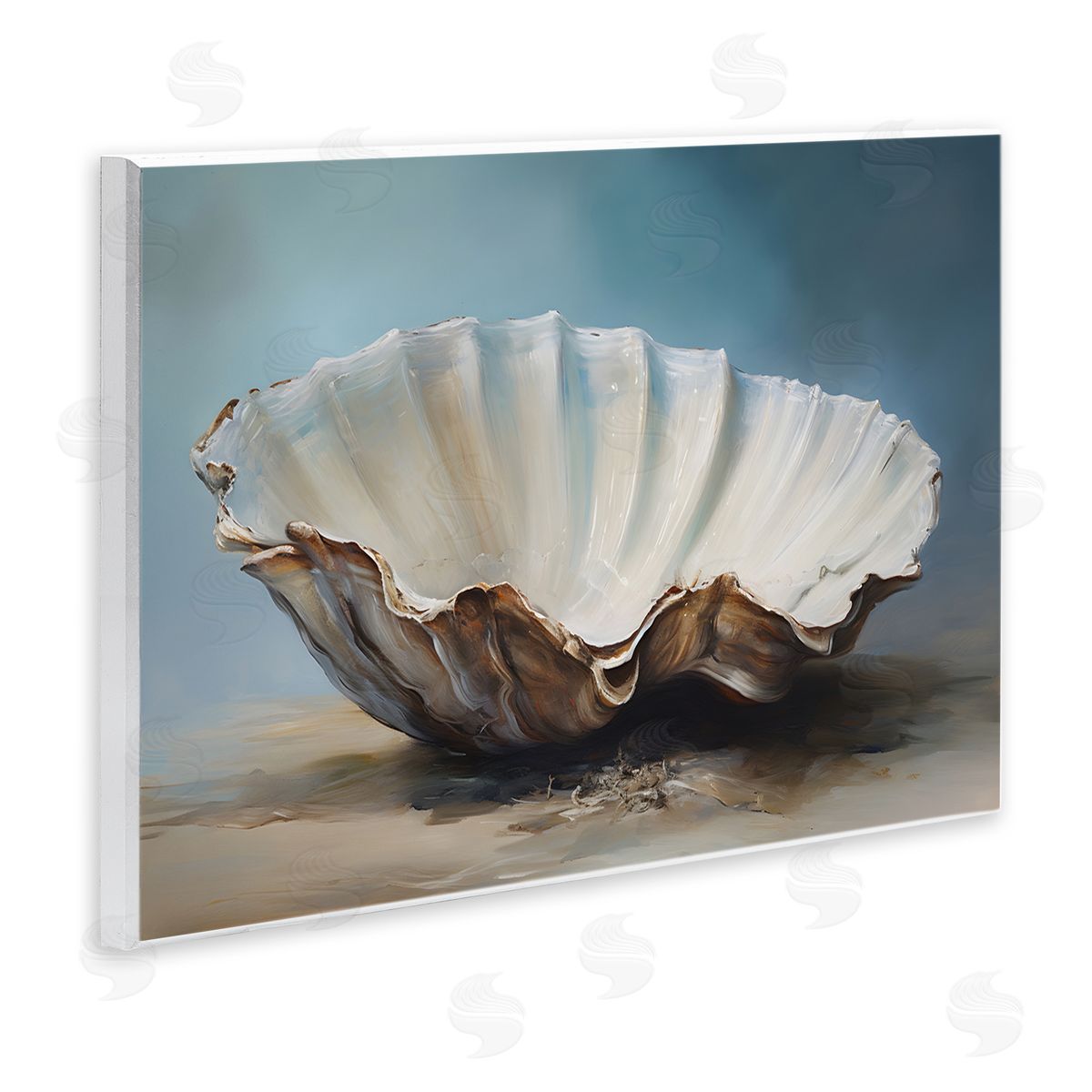 Petal Prints Design Neutral Beach Seashell Wooden Wall Plaque Art Print