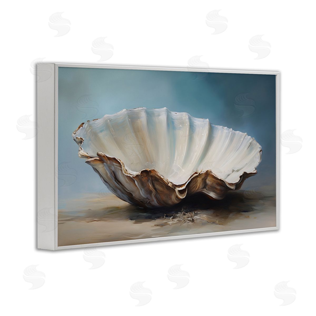 Petal Prints Design Neutral Beach Seashell White Framed Giclee Wall Art Print