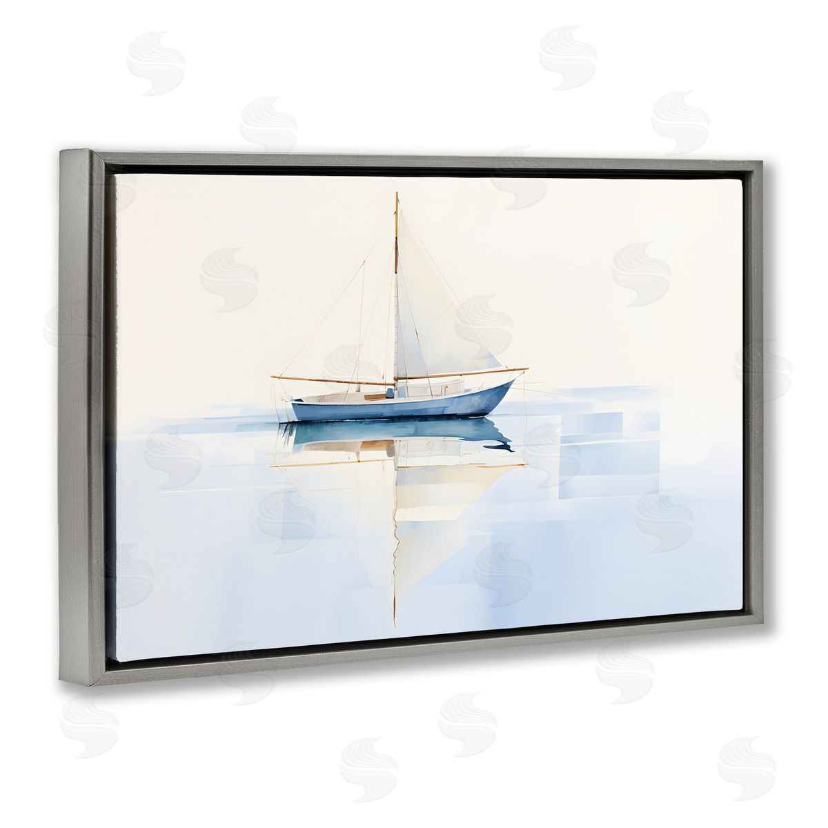 Petal Prints Design Reflective Sails View Gray Floating Frame Canvas Wall Art Print