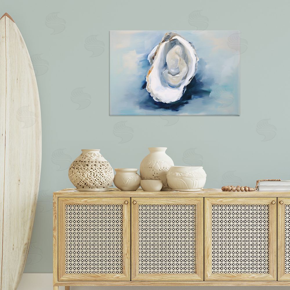Petal Prints Design Traditional Oyster View Canvas Wall Art Print in Room