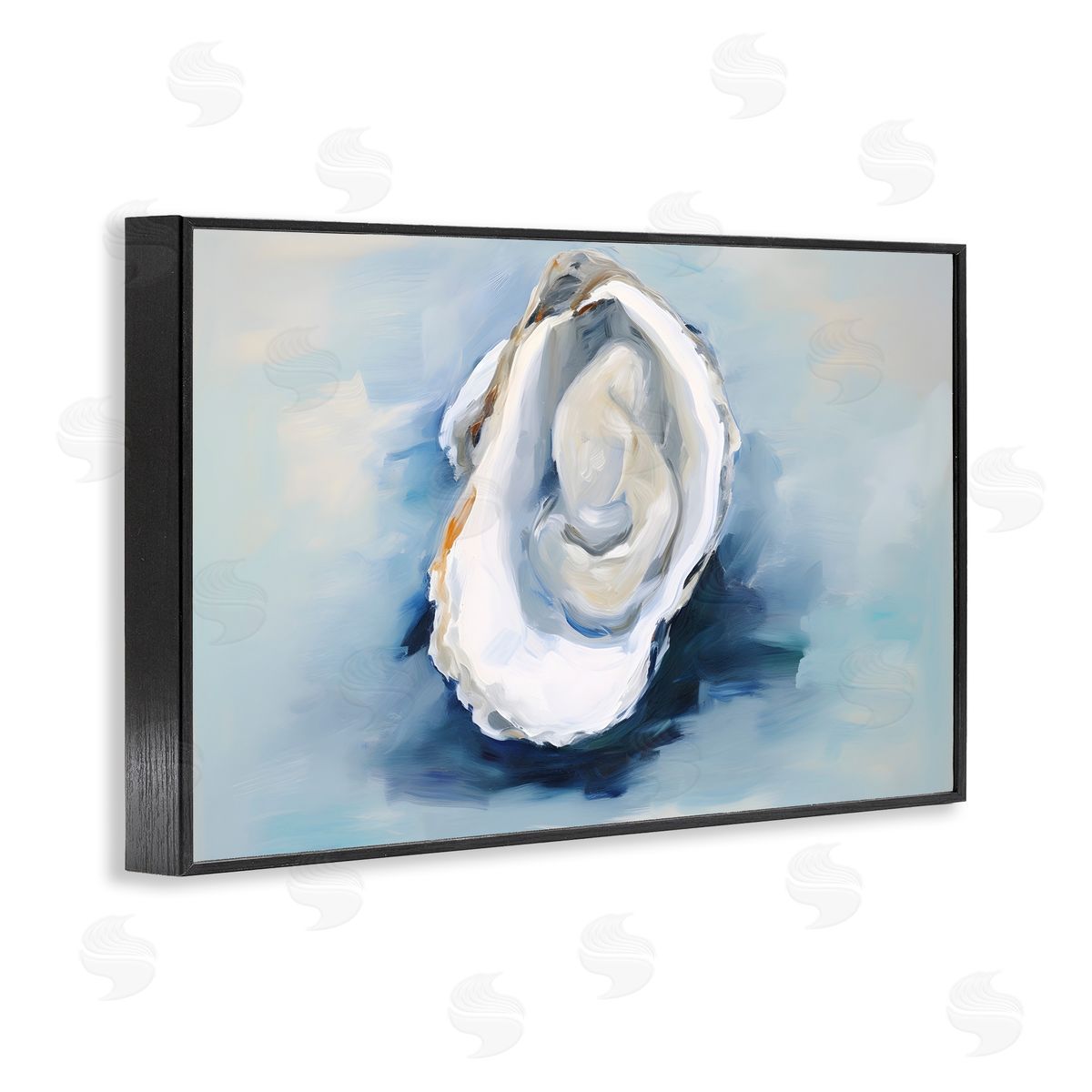 Petal Prints Design Traditional Oyster View Black Framed Giclee Wall Art Print