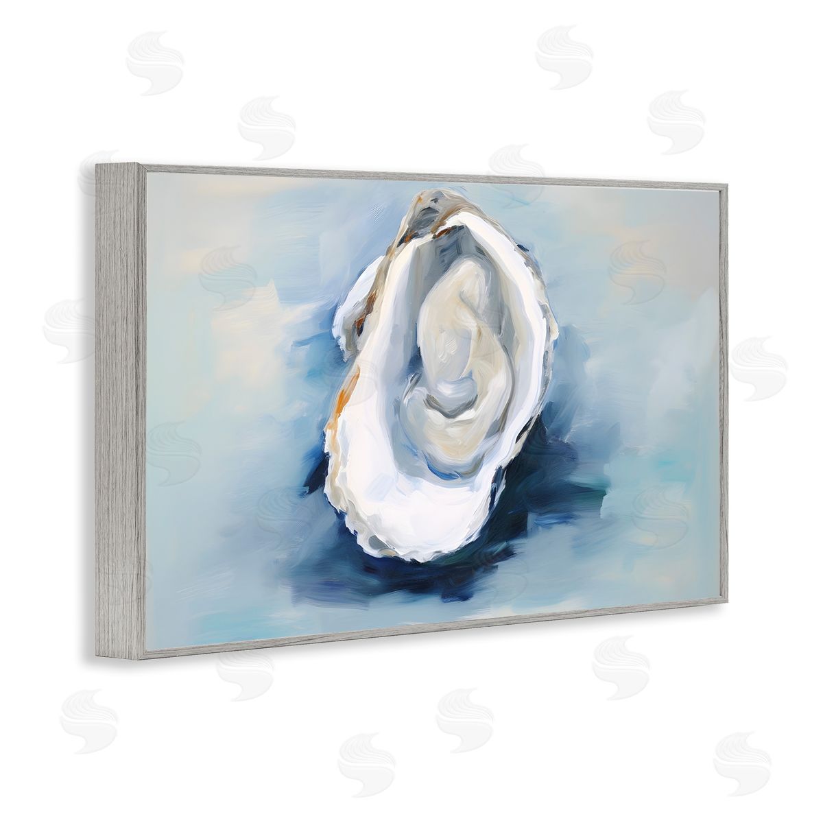 Petal Prints Design Traditional Oyster View Gray Framed Giclee Wall Art Print