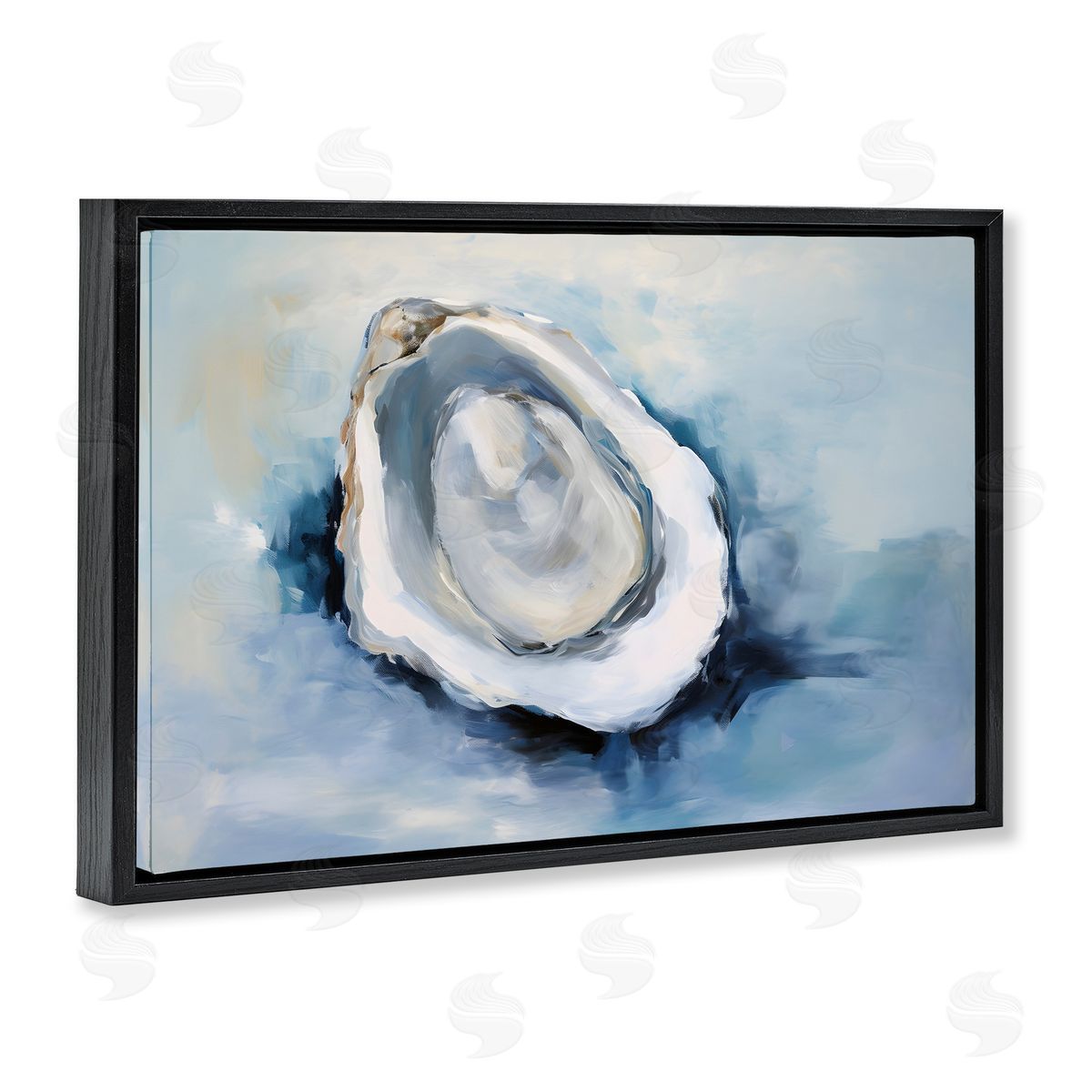 Petal Prints Design Traditional Mollusk View Black Floating Frame Canvas Wall Art Print