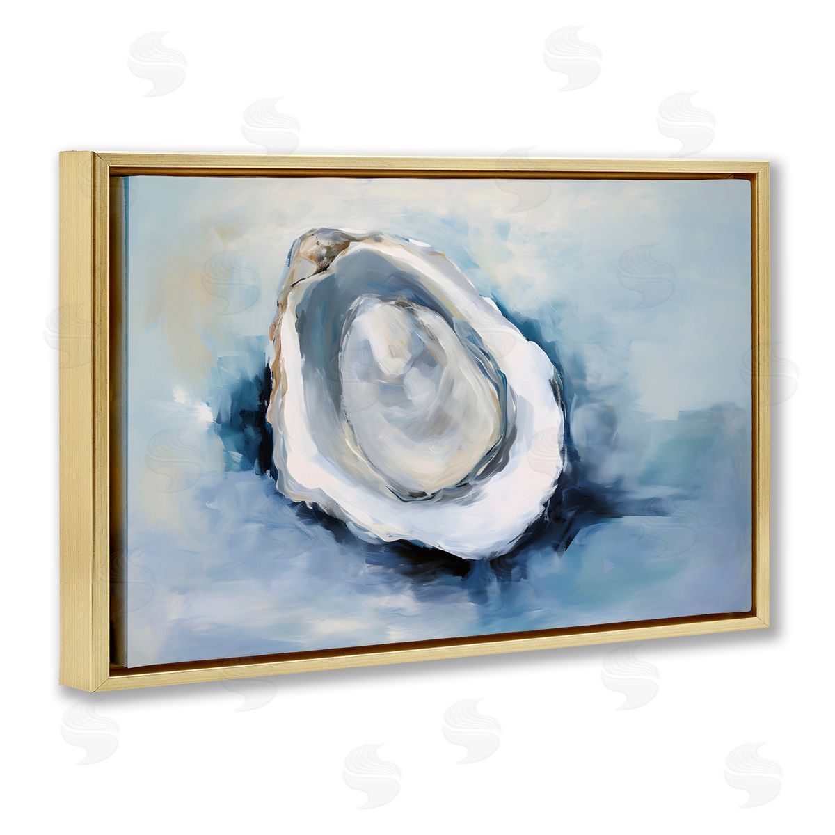 Petal Prints Design Traditional Mollusk View Gold Floating Frame Canvas Wall Art Print