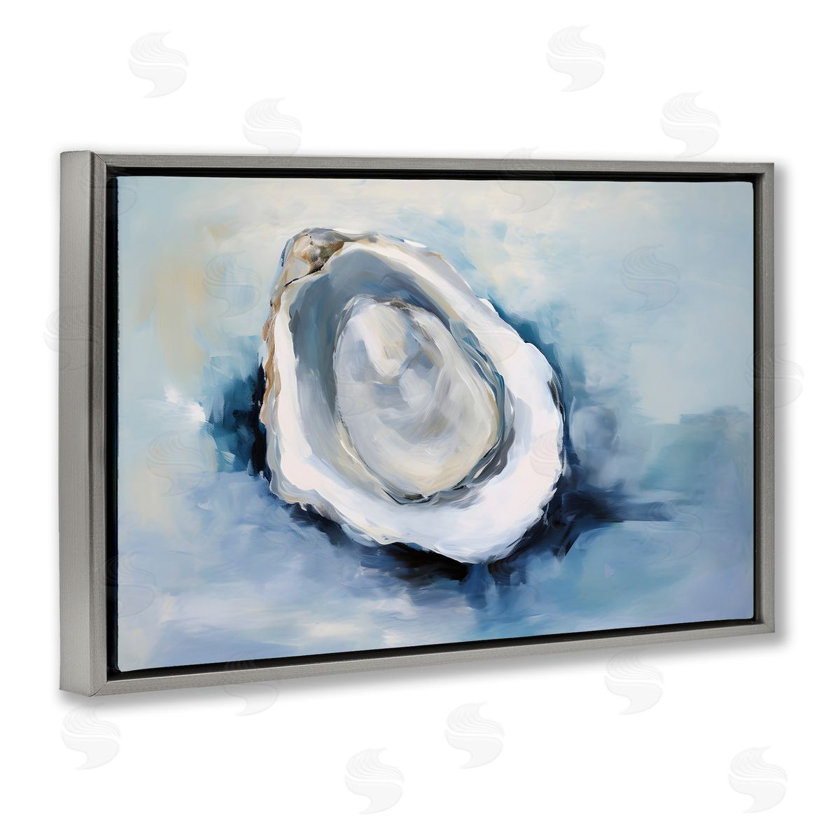 Petal Prints Design Traditional Mollusk View Gray Floating Frame Canvas Wall Art Print