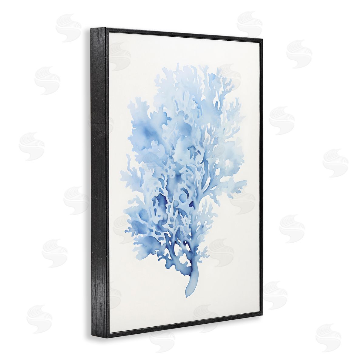 Indigo Coral Impression Black Frame Print Wall Art, Home Decor by Petal Prints Design