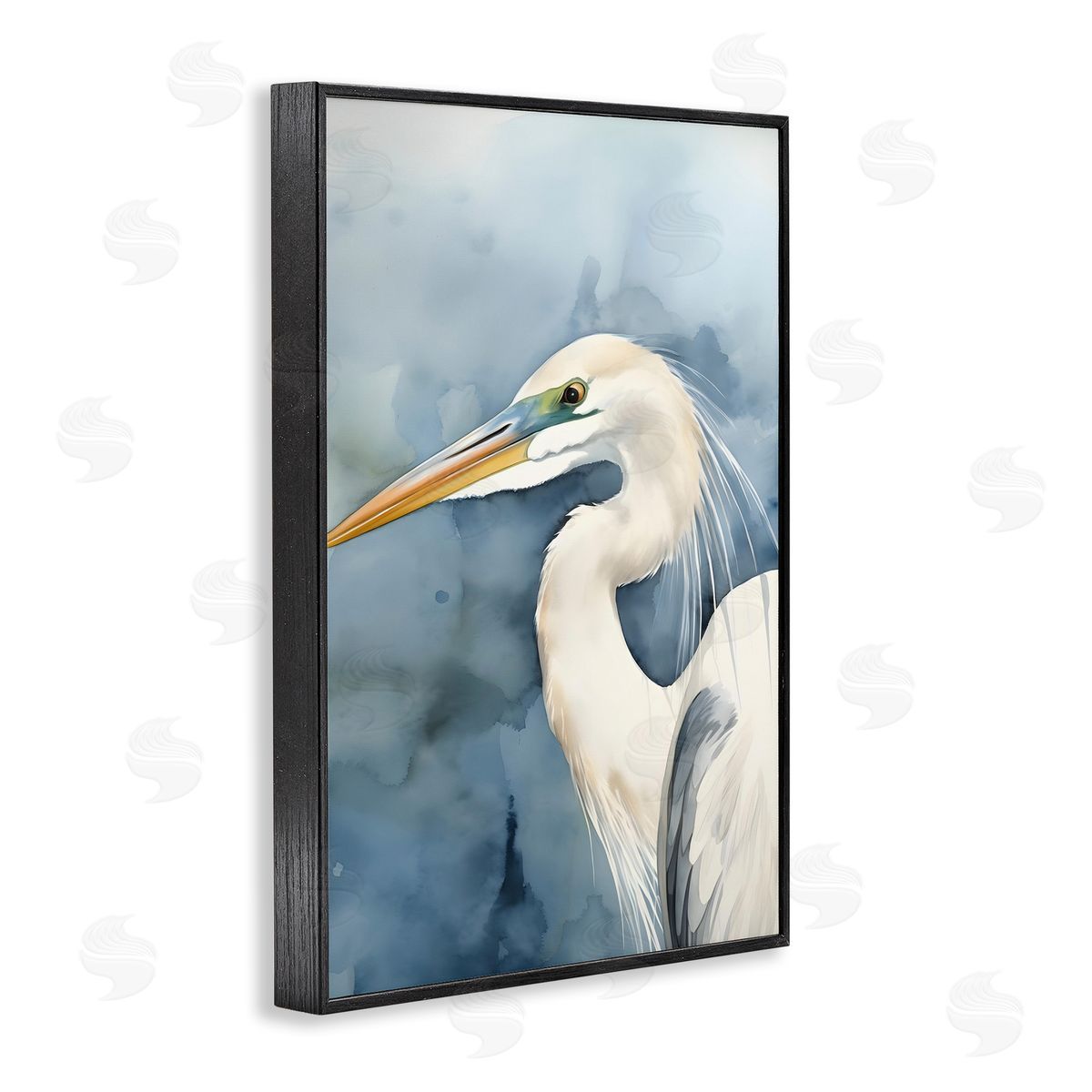 Beach Bird on Blue Black Frame Print Wall Art, Home Decor by Petal Prints Design