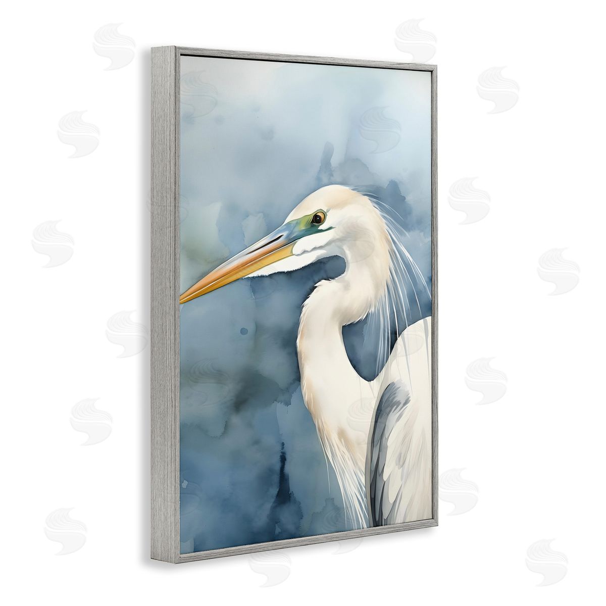 Beach Bird on Blue Grey Frame Print Wall Art, Home Decor by Petal Prints Design