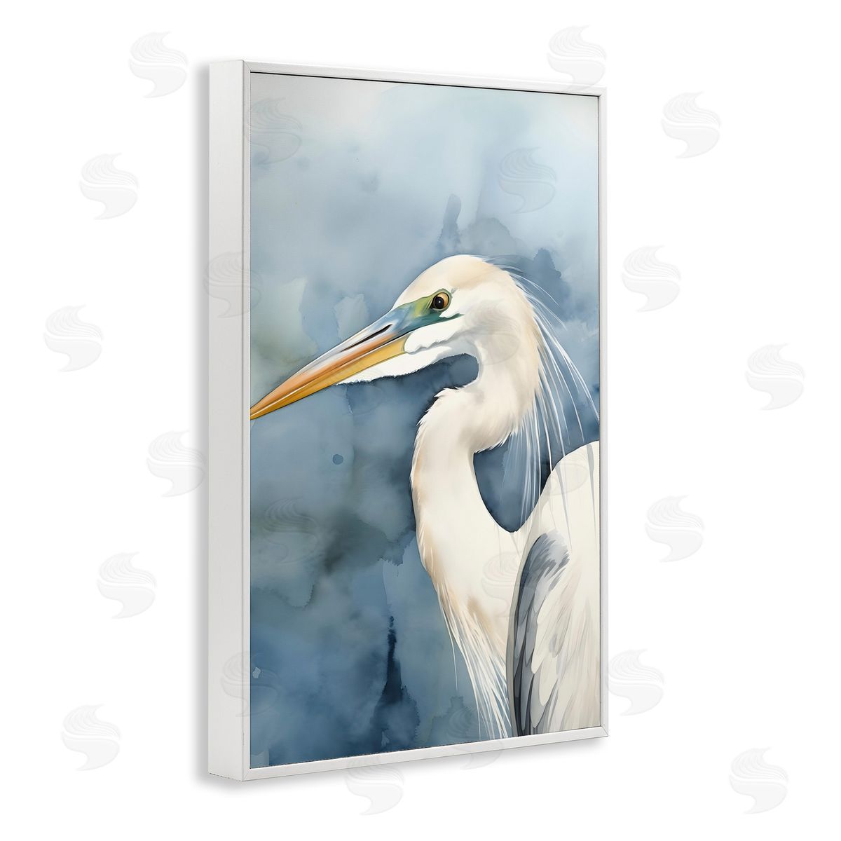 Beach Bird on Blue White Frame Print Wall Art, Home Decor by Petal Prints Design