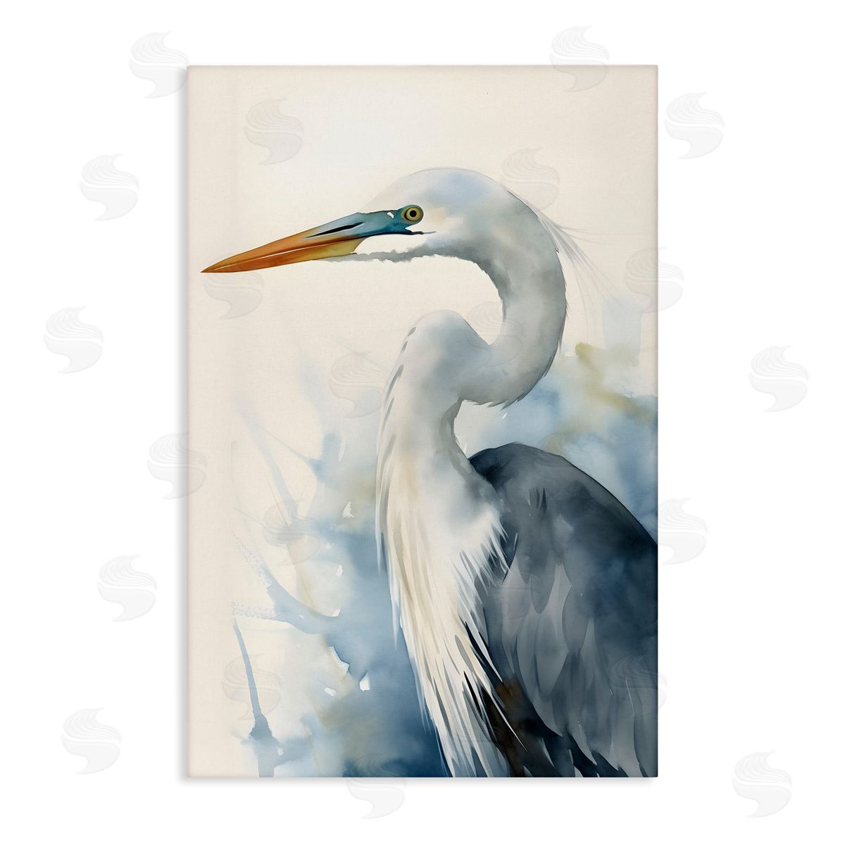 Quiet Heron View Canvas Wall Art, Home Decor by Petal Prints Design