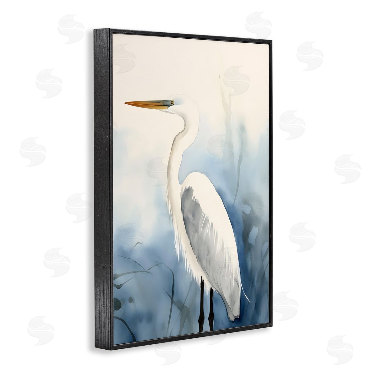 Egret Beach Bird Black Frame Print Wall Art, Home Decor by Petal Prints Design
