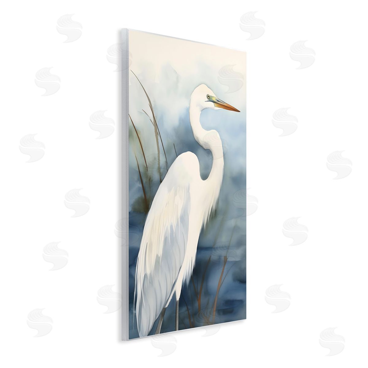Soft Egret Impression Wood Plaque Wall Art, Home Decor by Petal Prints Design