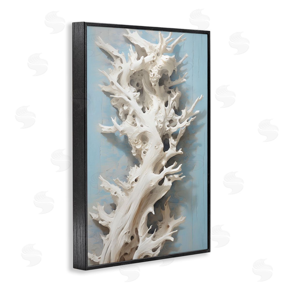 Winding Spiney Coral Black Frame Print Wall Art, Home Decor by Petal Prints Design