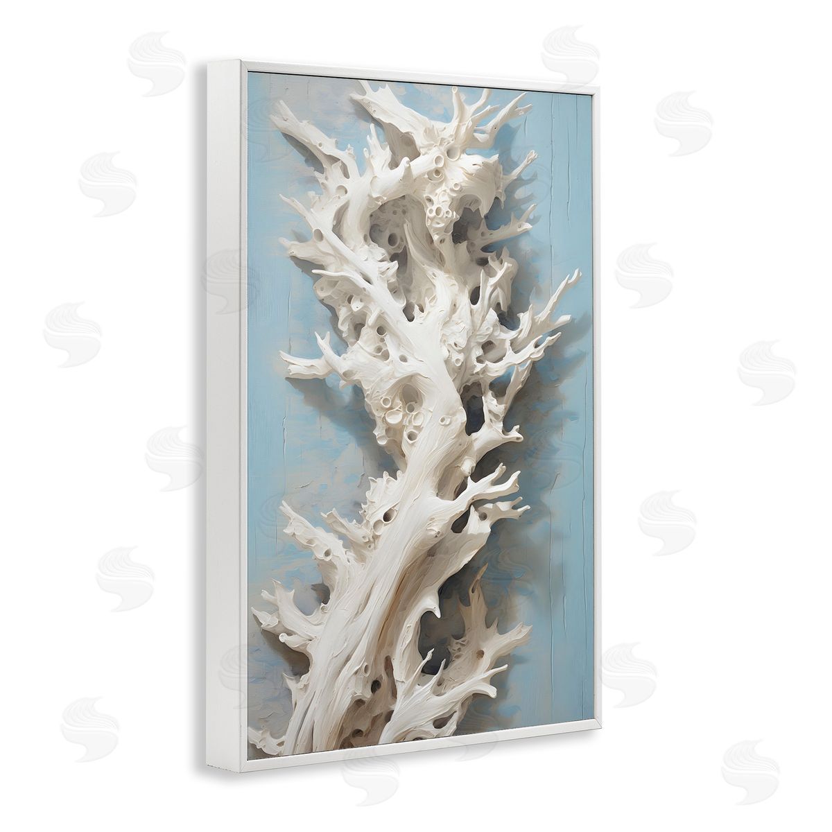 Winding Spiney Coral White Frame Print Wall Art, Home Decor by Petal Prints Design