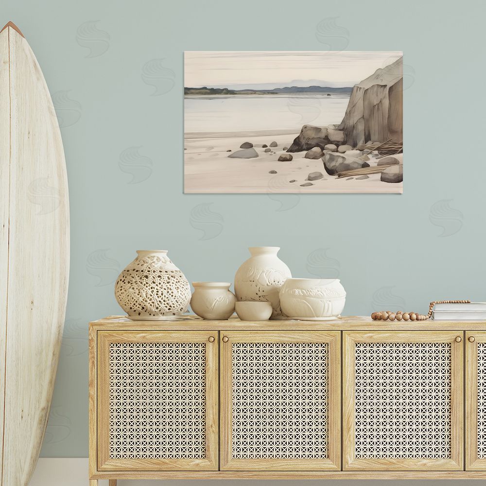 Petal Prints Design Beach Cliff View Canvas Wall Art Print in Room