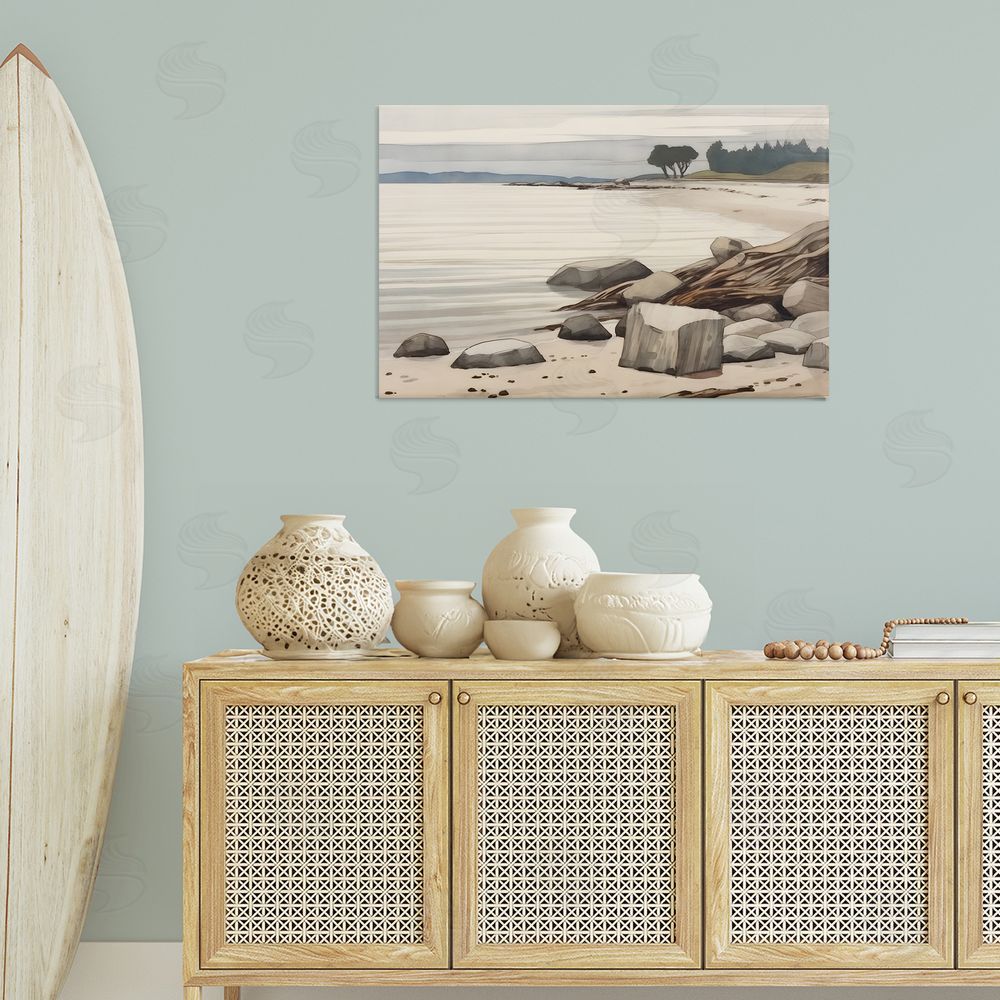 Petal Prints Design Beach Rock View Canvas Wall Art Print in Room