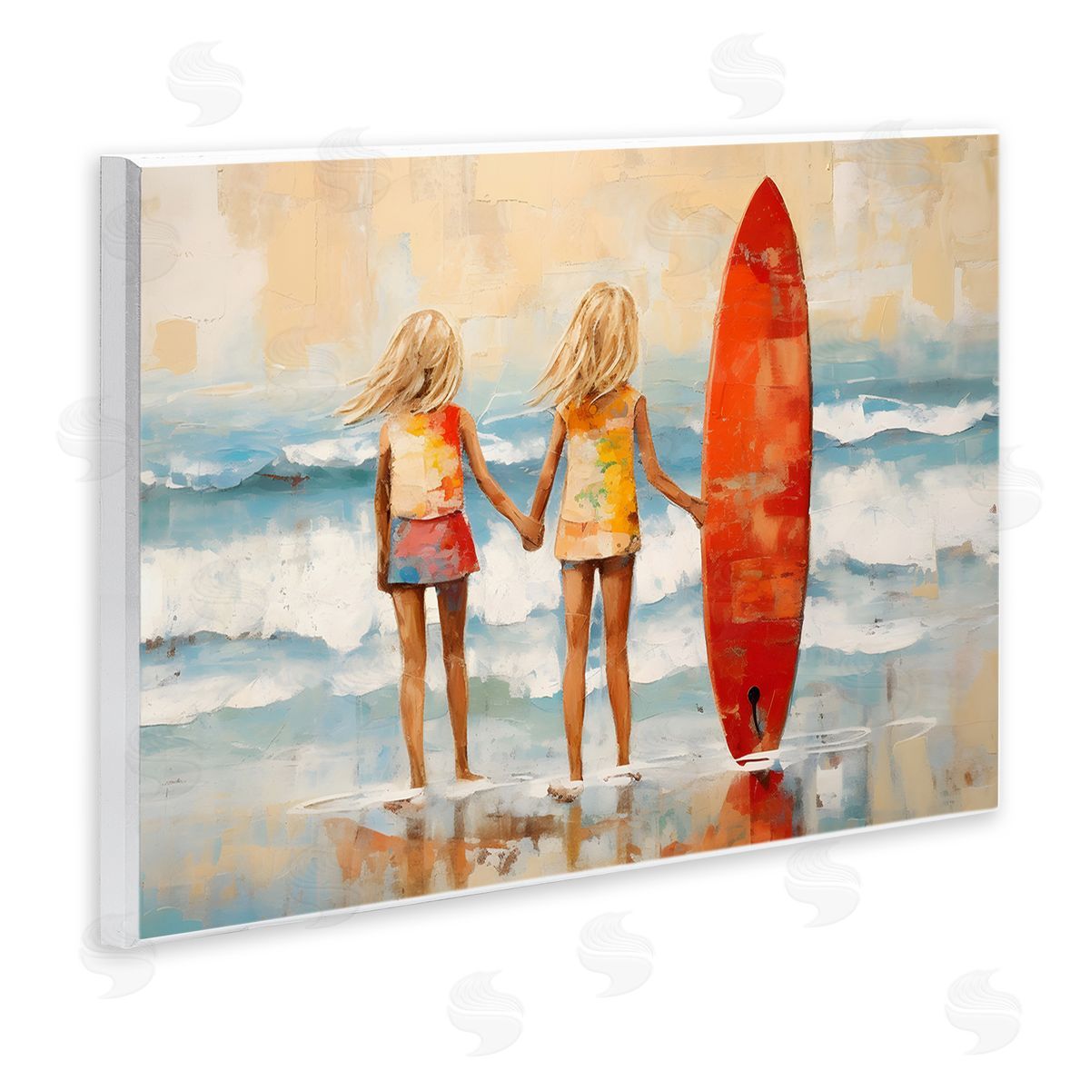 Petal Prints Design Kids & Beach Surfboard Wooden Wall Plaque Art Print