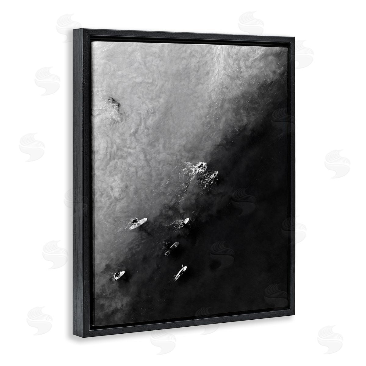 Aerial Paddling Surfboards Black Floating Frame Canvas Wall Art, Home Decor by Stupell Studio