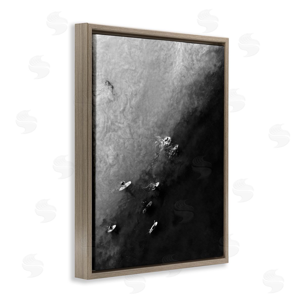 Aerial Paddling Surfboards Brown Floating Frame Canvas Wall Art, Home Decor by Stupell Studio