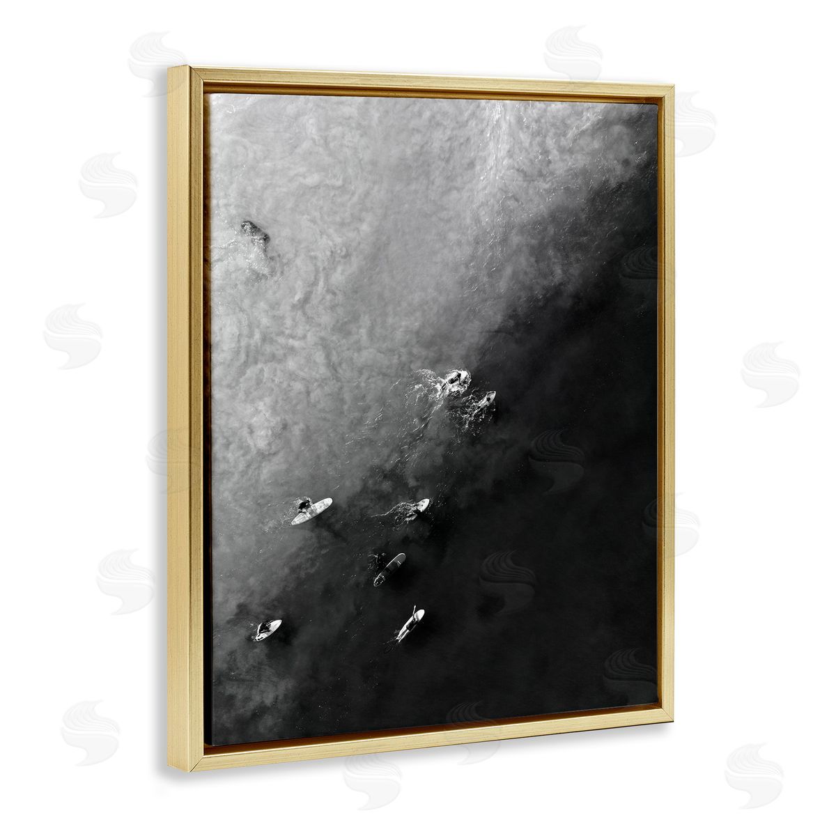 Aerial Paddling Surfboards Gold Floating Frame Canvas Wall Art, Home Decor by Stupell Studio