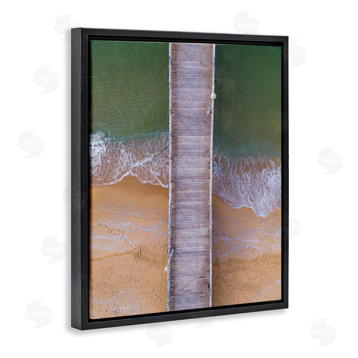 Stupell Studio Aerial View Boardwalk Black Floating Frame Canvas Wall Art Print