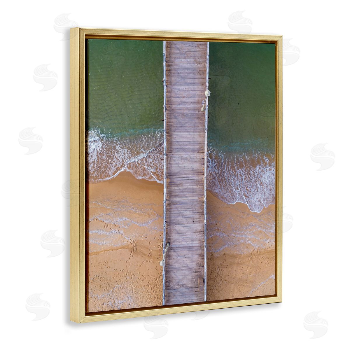 Stupell Studio Aerial View Boardwalk Gold Floating Frame Canvas Wall Art Print