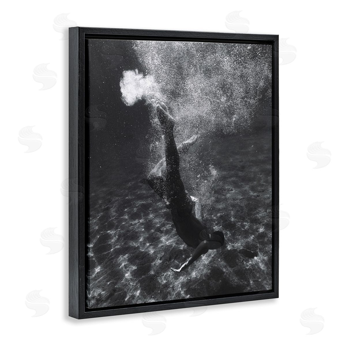 Deep Ocean Diving Black Floating Frame Canvas Wall Art, Home Decor by Stupell Studio