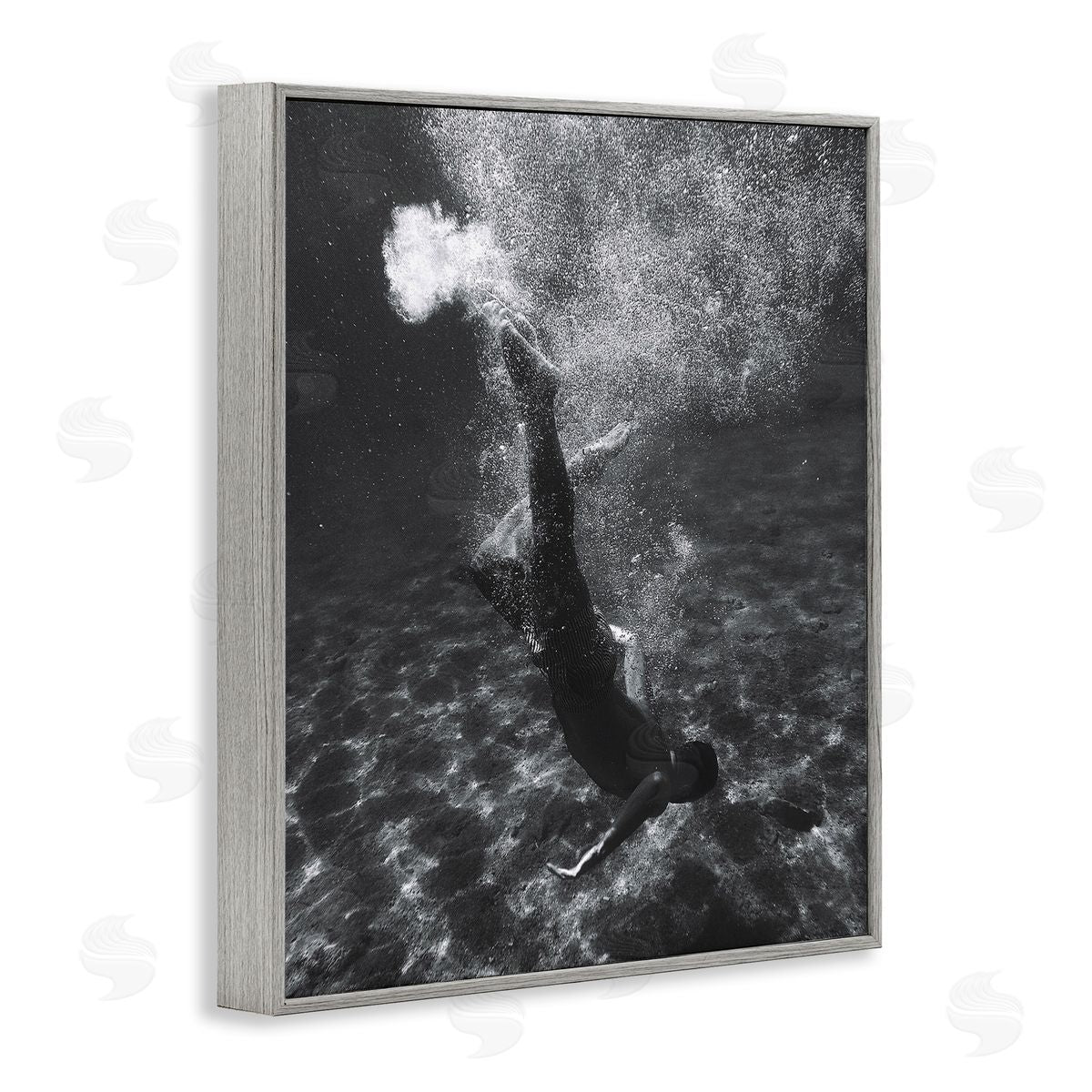 Deep Ocean Diving Grey Frame Print Wall Art, Home Decor by Stupell Studio