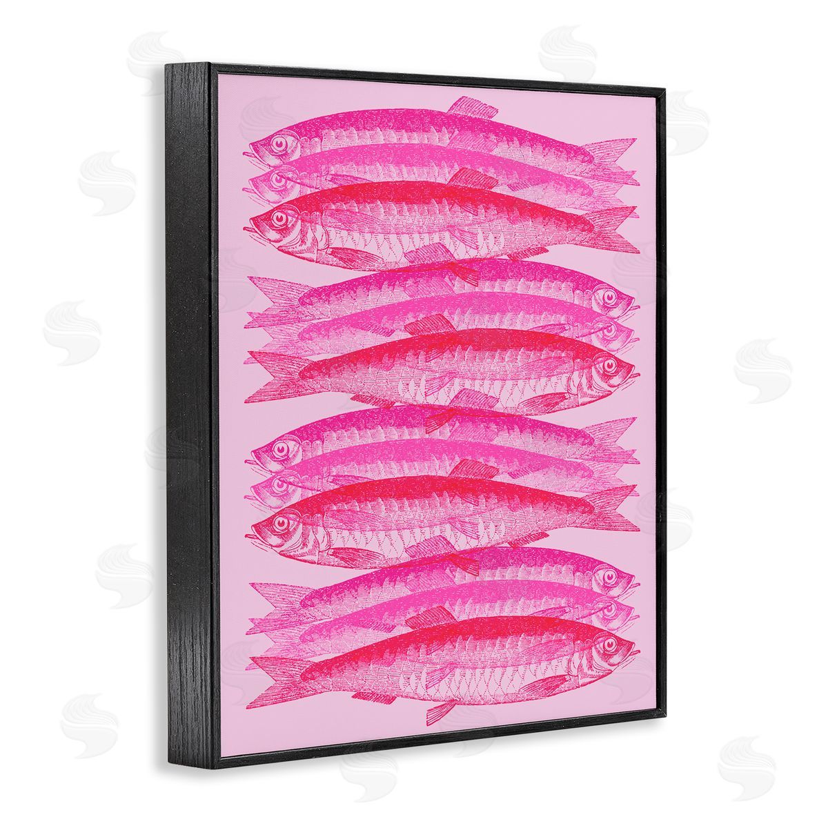 Stupell Studio Pink Layered Fish Black Framed Giclee Wall Art Print