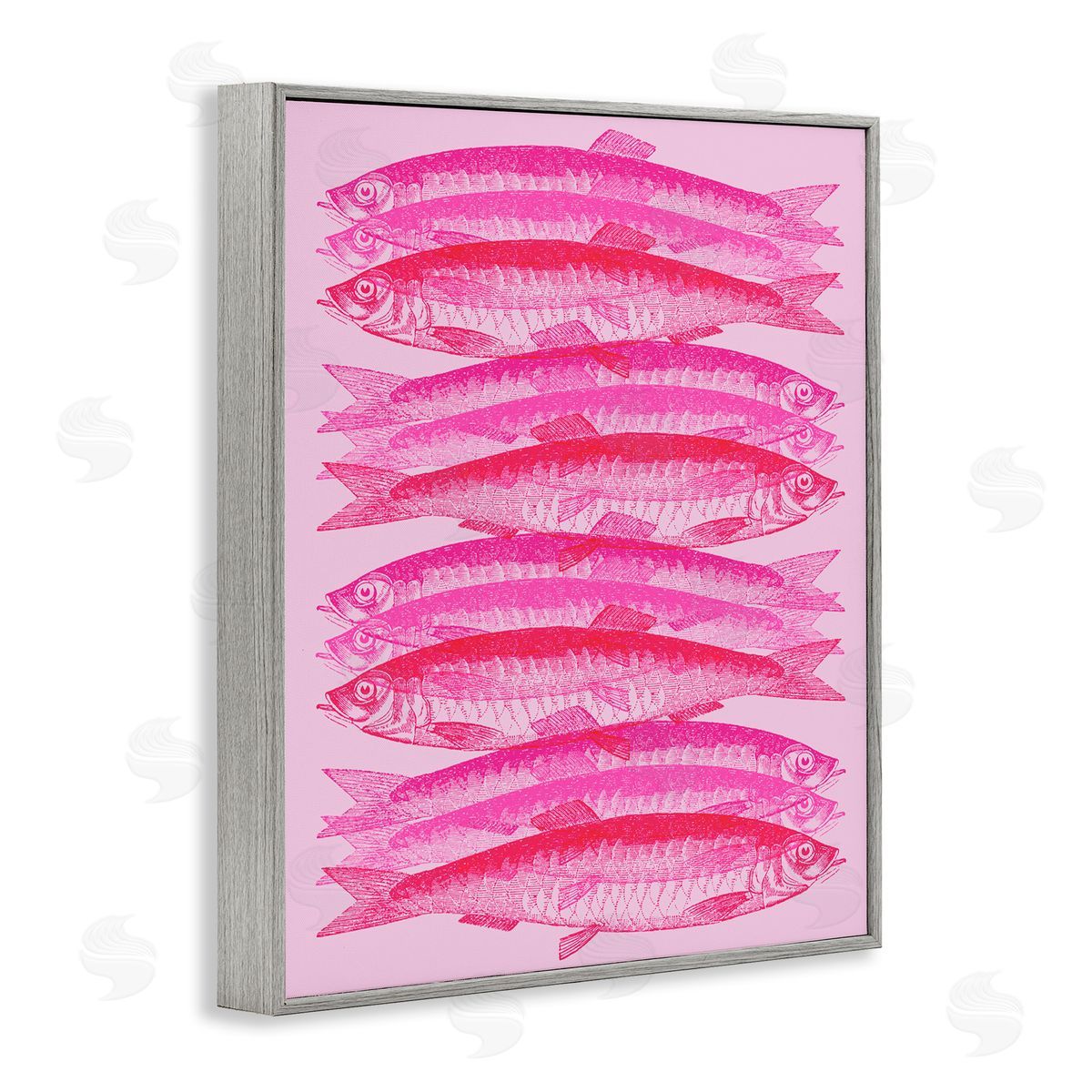 Stupell Studio Pink Layered Fish Gray Framed Giclee Wall Art Print
